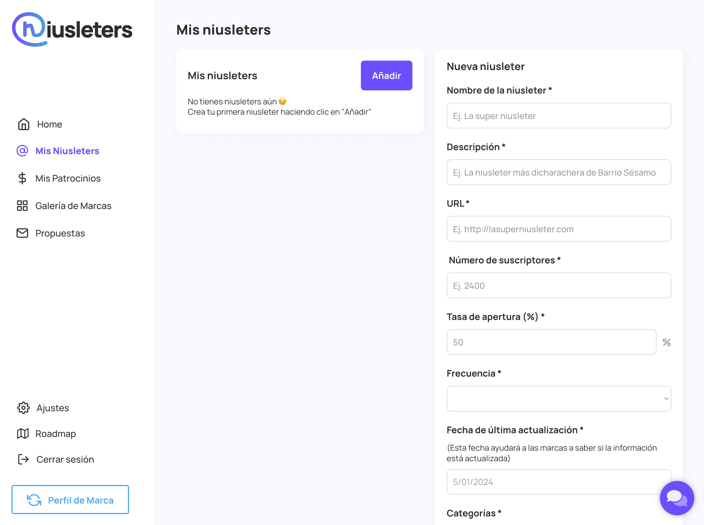 Añade tu newsletter